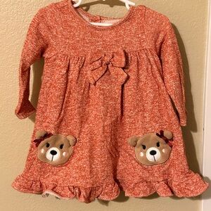 Good Lad Orange Kids Dress with Bear Appliques